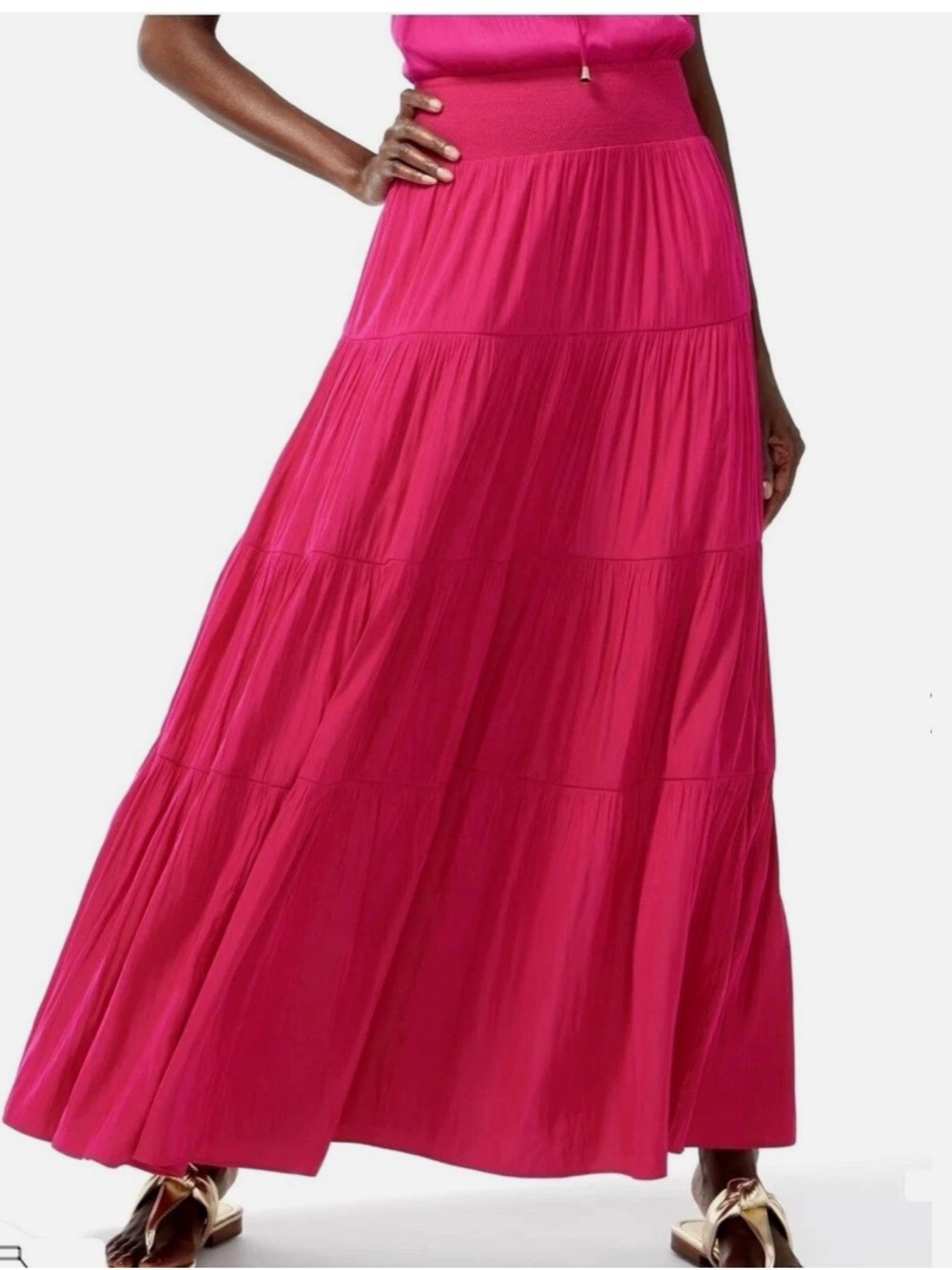 Chico's Vibrant Fuchsia Tiered Maxi Skirt